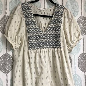 Madewell embroidered yoke top in clipdot, Ikat Swiss dot